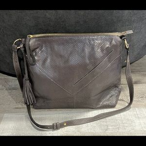 Tusk Gray Snakeskin Shoulder Bag